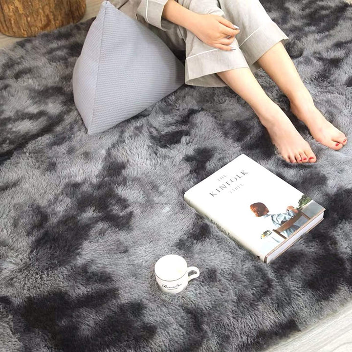 Luxurious Dark Grey Shag Area Rug - Soft Fluffy Indoor Carpet for Living Room, Dorm, or Nursery - Non-Slip 5x8 Plush Floor Decor