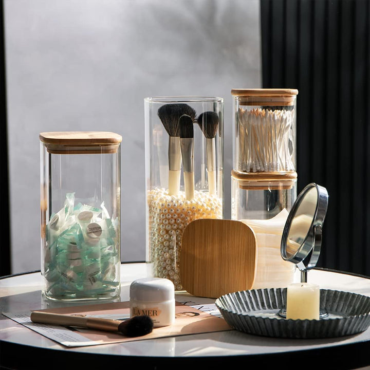 Elevate Your Kitchen with 3-Pack 50 Oz Stylish Glass Canisters - Airtight Bamboo Lids for Tea, Coffee, and Dry Food Storage!