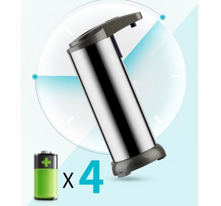 Touchless Stainless Steel Automatic Liquid Soap Dispenser - Battery Operated & Stylish Silver Finish