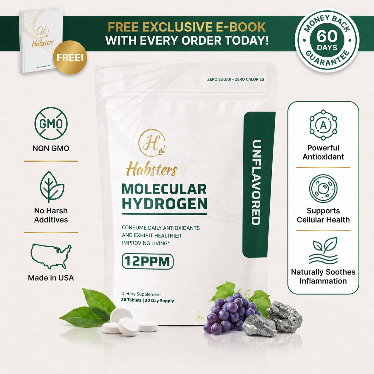 Molecular Hydrogen Tablets (12PPM Verified)