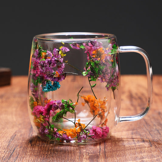 Transparent Flower Tea Cup