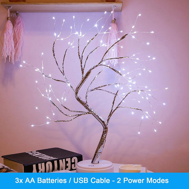 Stunning 20" LED Bonsai Tree Lamp - 108 Pure White Fairy Lights for Home Décor, Weddings, and Living Room Ambiance