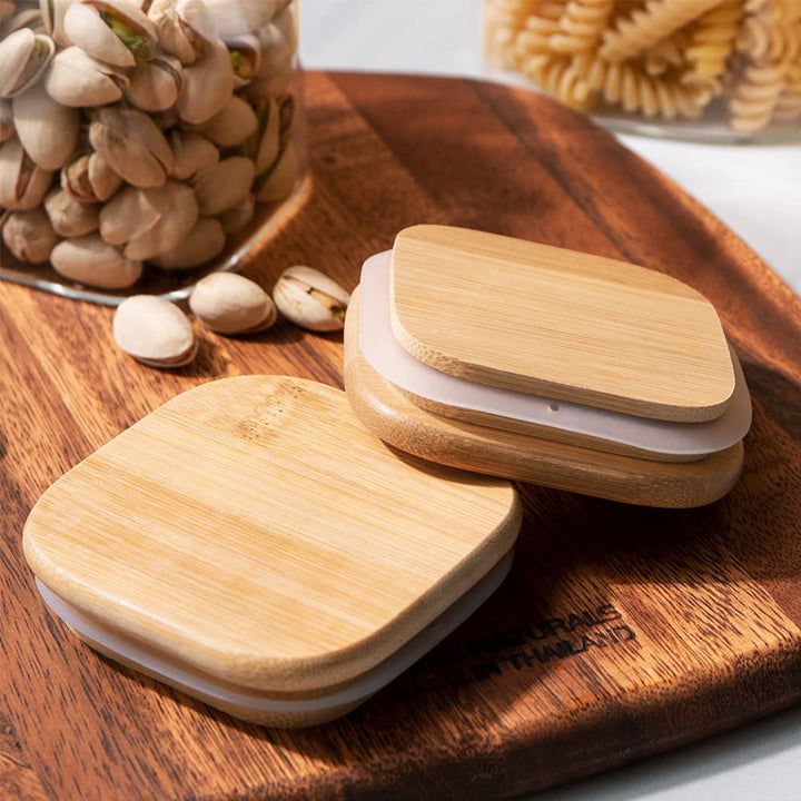 Elevate Your Kitchen with 3-Pack 50 Oz Stylish Glass Canisters - Airtight Bamboo Lids for Tea, Coffee, and Dry Food Storage!