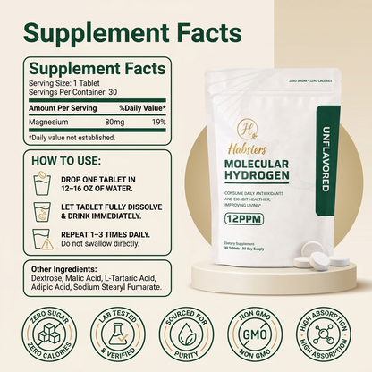 Molecular Hydrogen Tablets (12PPM Verified)